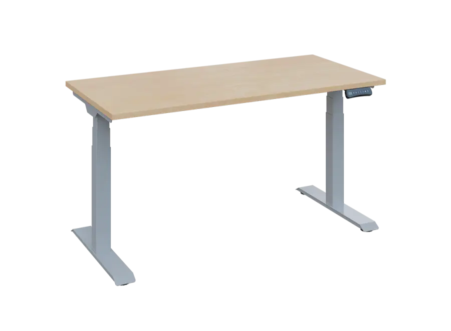 Fleximax 27-14 výškově nastavitelný stůl, kovová podnož stříbrná, deska 25 mm, široký 1400 mm, bříza irská